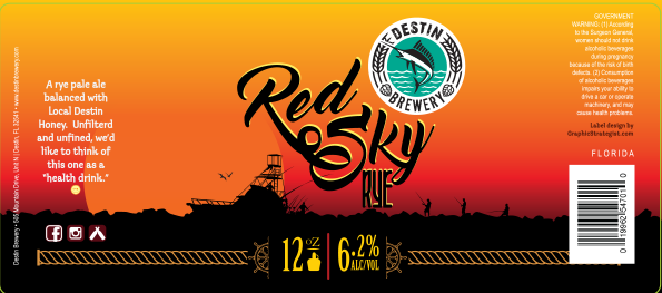 Destin Brewery Red Sky Rye Can Label